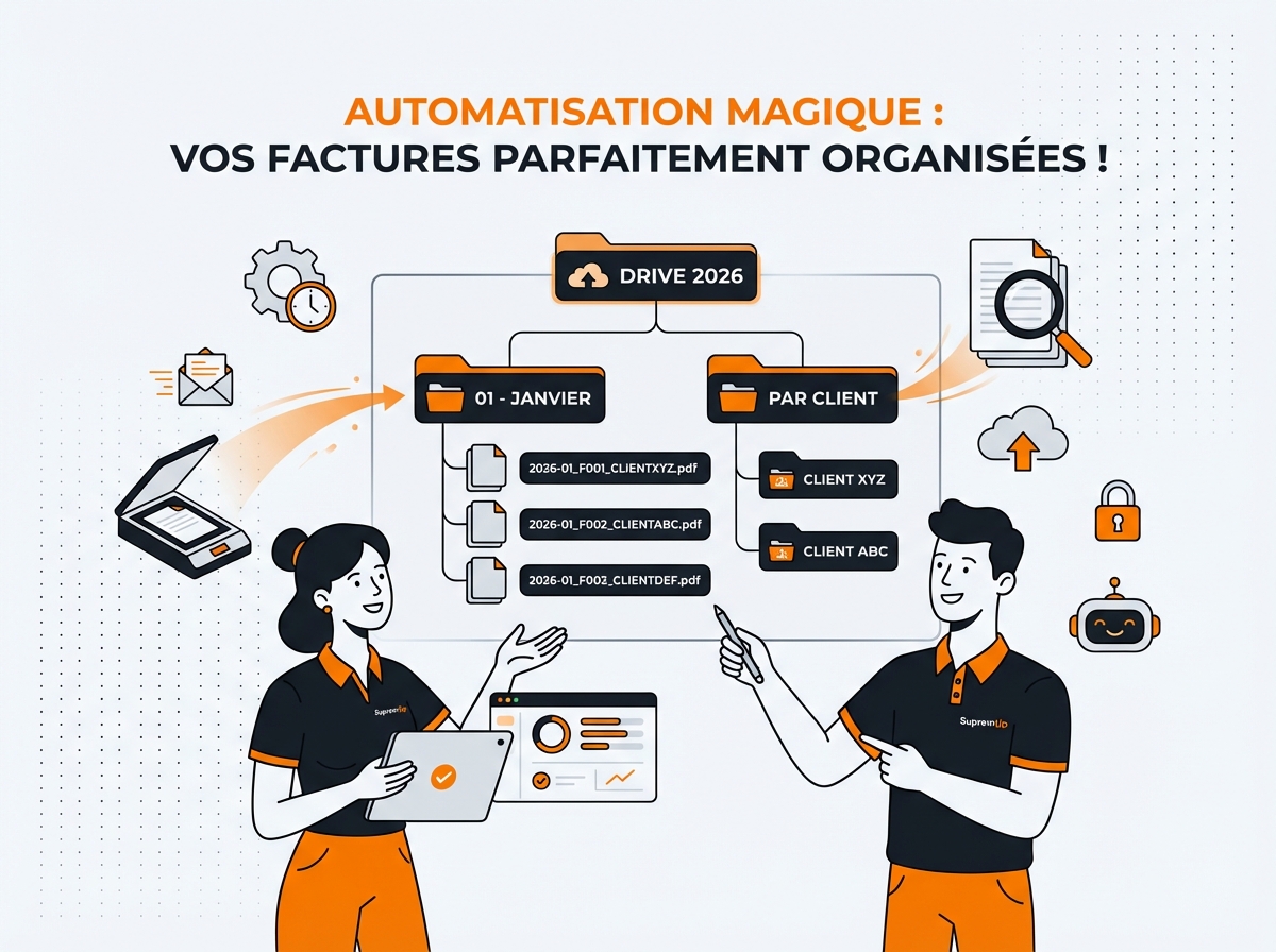 Automatiser l'archivage des factures - arborescence Drive organisée par année et par client